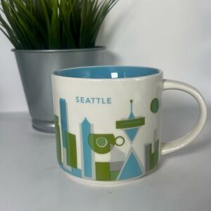 Starbucks “You Are Here” Collection Seattle Coffee Tea Mug 14oz. Blue‎ & Green